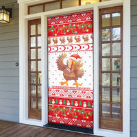 Turkey Christmas Door Cover with Santa Turkey Red Crescent Pattern Snowmen and Festive Lights - Wonder Print Shop