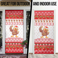 Turkey Christmas Door Cover with Santa Turkey Red Crescent Pattern Snowmen and Festive Lights - Wonder Print Shop
