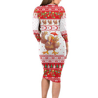 Turkey Christmas Family Matching Long Sleeve Bodycon Dress and Hawaiian Shirt with Santa Turkey Red Crescent Pattern Snowmen and Festive Lights - Wonder Print Shop