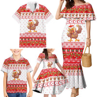 Turkey Christmas Family Matching Mermaid Dress and Hawaiian Shirt with Santa Turkey Red Crescent Pattern Snowmen and Festive Lights - Wonder Print Shop