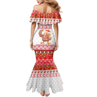 Turkey Christmas Family Matching Mermaid Dress and Hawaiian Shirt with Santa Turkey Red Crescent Pattern Snowmen and Festive Lights - Wonder Print Shop