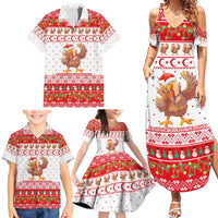 Turkey Christmas Family Matching Summer Maxi Dress and Hawaiian Shirt with Santa Turkey Red Crescent Pattern Snowmen and Festive Lights - Wonder Print Shop