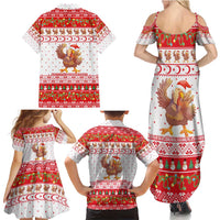 Turkey Christmas Family Matching Summer Maxi Dress and Hawaiian Shirt with Santa Turkey Red Crescent Pattern Snowmen and Festive Lights - Wonder Print Shop