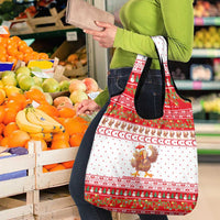 Turkey Christmas Grocery Bag with Santa Turkey Red Crescent Pattern Snowmen and Festive Lights - Wonder Print Shop