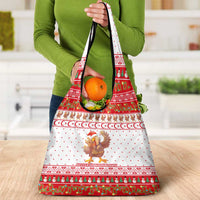 Turkey Christmas Grocery Bag with Santa Turkey Red Crescent Pattern Snowmen and Festive Lights - Wonder Print Shop