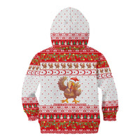 Turkey Christmas Kid Hoodie with Santa Turkey Red Crescent Pattern Snowmen and Festive Lights - Wonder Print Shop