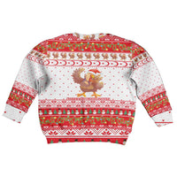 Turkey Christmas Kid Ugly Christmas Sweater with Santa Turkey Red Crescent Pattern Snowmen and Festive Lights - Wonder Print Shop