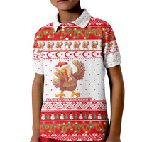 Turkey Christmas Kid Polo Shirt with Santa Turkey Red Crescent Pattern Snowmen and Festive Lights - Wonder Print Shop