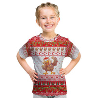 Turkey Christmas Kid T Shirt with Santa Turkey Red Crescent Pattern Snowmen and Festive Lights - Wonder Print Shop