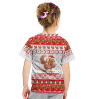 Turkey Christmas Kid T Shirt with Santa Turkey Red Crescent Pattern Snowmen and Festive Lights - Wonder Print Shop