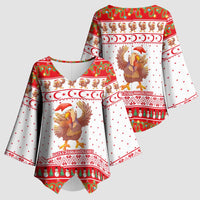 Turkey Christmas Kimono Sleeve Blouse with Santa Turkey Red Crescent Pattern Snowmen and Festive Lights - Wonder Print Shop