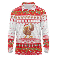 Turkey Christmas Long Sleeve Polo Shirt with Santa Turkey Red Crescent Pattern Snowmen and Festive Lights - Wonder Print Shop