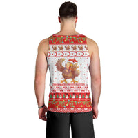 Turkey Christmas Men Tank Top with Santa Turkey Red Crescent Pattern Snowmen and Festive Lights - Wonder Print Shop