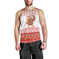 Turkey Christmas Men Tank Top with Santa Turkey Red Crescent Pattern Snowmen and Festive Lights - Wonder Print Shop