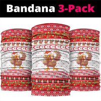Turkey Christmas Neck Gaiter with Santa Turkey Red Crescent Pattern Snowmen and Festive Lights - Wonder Print Shop
