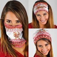 Turkey Christmas Neck Gaiter with Santa Turkey Red Crescent Pattern Snowmen and Festive Lights - Wonder Print Shop