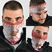 Turkey Christmas Neck Gaiter with Santa Turkey Red Crescent Pattern Snowmen and Festive Lights - Wonder Print Shop