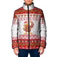Turkey Christmas Padded Jacket with Santa Turkey Red Crescent Pattern Snowmen and Festive Lights - Wonder Print Shop