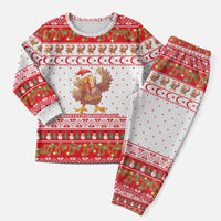Turkey Christmas Pajama Set with Santa Turkey Red Crescent Pattern Snowmen and Festive Lights - Wonder Print Shop