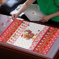 Turkey Christmas Puzzle with Santa Turkey Red Crescent Pattern Snowmen and Festive Lights - Wonder Print Shop