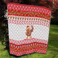 Turkey Christmas Quilt with Santa Turkey Red Crescent Pattern Snowmen and Festive Lights - Wonder Print Shop