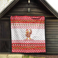 Turkey Christmas Quilt with Santa Turkey Red Crescent Pattern Snowmen and Festive Lights - Wonder Print Shop