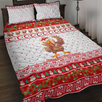 Turkey Christmas Quilt Bed Set with Santa Turkey Red Crescent Pattern Snowmen and Festive Lights - Wonder Print Shop