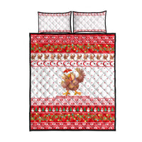 Turkey Christmas Quilt Bed Set with Santa Turkey Red Crescent Pattern Snowmen and Festive Lights - Wonder Print Shop