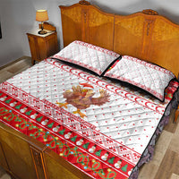 Turkey Christmas Quilt Bed Set with Santa Turkey Red Crescent Pattern Snowmen and Festive Lights - Wonder Print Shop