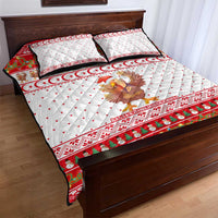 Turkey Christmas Quilt Bed Set with Santa Turkey Red Crescent Pattern Snowmen and Festive Lights - Wonder Print Shop