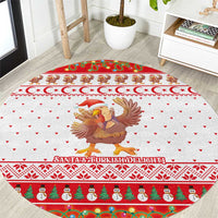 Turkey Christmas Round Carpet with Santa Turkey Red Crescent Pattern Snowmen and Festive Lights - Wonder Print Shop