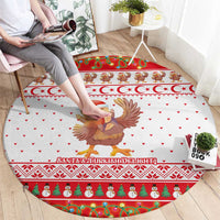 Turkey Christmas Round Carpet with Santa Turkey Red Crescent Pattern Snowmen and Festive Lights - Wonder Print Shop