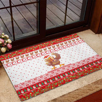 Turkey Christmas Rubber Doormat with Santa Turkey Red Crescent Pattern Snowmen and Festive Lights - Wonder Print Shop