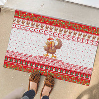 Turkey Christmas Rubber Doormat with Santa Turkey Red Crescent Pattern Snowmen and Festive Lights - Wonder Print Shop