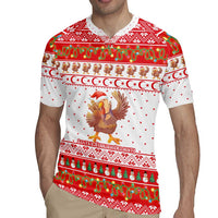 Turkey Christmas Rugby Jersey with Santa Turkey Red Crescent Pattern Snowmen and Festive Lights - Wonder Print Shop