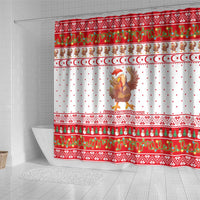Turkey Christmas Shower Curtain with Santa Turkey Red Crescent Pattern Snowmen and Festive Lights - Wonder Print Shop