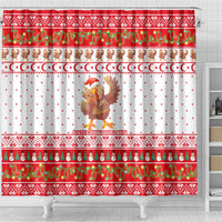 Turkey Christmas Shower Curtain with Santa Turkey Red Crescent Pattern Snowmen and Festive Lights - Wonder Print Shop