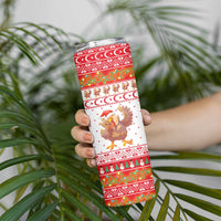 Turkey Christmas Skinny Tumbler with Santa Turkey Red Crescent Pattern Snowmen and Festive Lights - Wonder Print Shop