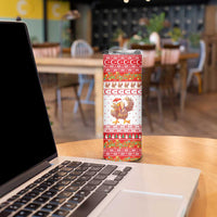 Turkey Christmas Skinny Tumbler with Santa Turkey Red Crescent Pattern Snowmen and Festive Lights - Wonder Print Shop