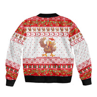 Turkey Christmas Sleeve Zip Bomber Jacket with Santa Turkey Red Crescent Pattern Snowmen and Festive Lights - Wonder Print Shop