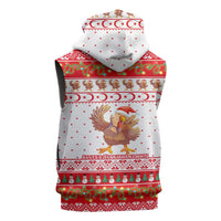 Turkey Christmas Sleeveless Zip Hoodie with Santa Turkey Red Crescent Pattern Snowmen and Festive Lights - Wonder Print Shop