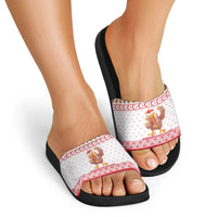 Turkey Christmas Slide Sandals with Santa Turkey Red Crescent Pattern Snowmen and Festive Lights - Wonder Print Shop