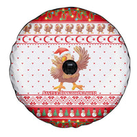 Turkey Christmas Spare Tire Cover with Santa Turkey Red Crescent Pattern Snowmen and Festive Lights - Wonder Print Shop