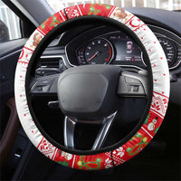 Turkey Christmas Steering Wheel Cover with Santa Turkey Red Crescent Pattern Snowmen and Festive Lights - Wonder Print Shop