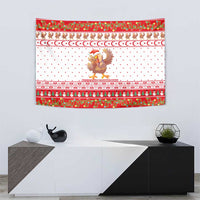Turkey Christmas Tapestry with Santa Turkey Red Crescent Pattern Snowmen and Festive Lights - Wonder Print Shop