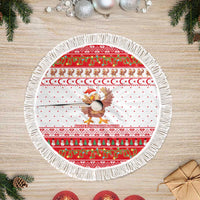 Turkey Christmas Tree Skirt with Santa Turkey Red Crescent Pattern Snowmen and Festive Lights - Wonder Print Shop