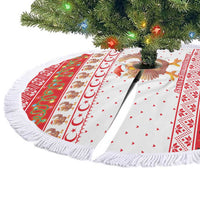 Turkey Christmas Tree Skirt with Santa Turkey Red Crescent Pattern Snowmen and Festive Lights - Wonder Print Shop
