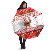 Turkey Christmas Umbrella with Santa Turkey Red Crescent Pattern Snowmen and Festive Lights - Wonder Print Shop