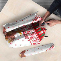 Turkey Christmas Umbrella with Santa Turkey Red Crescent Pattern Snowmen and Festive Lights - Wonder Print Shop