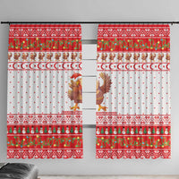 Turkey Christmas Window Curtain with Santa Turkey Red Crescent Pattern Snowmen and Festive Lights - Wonder Print Shop